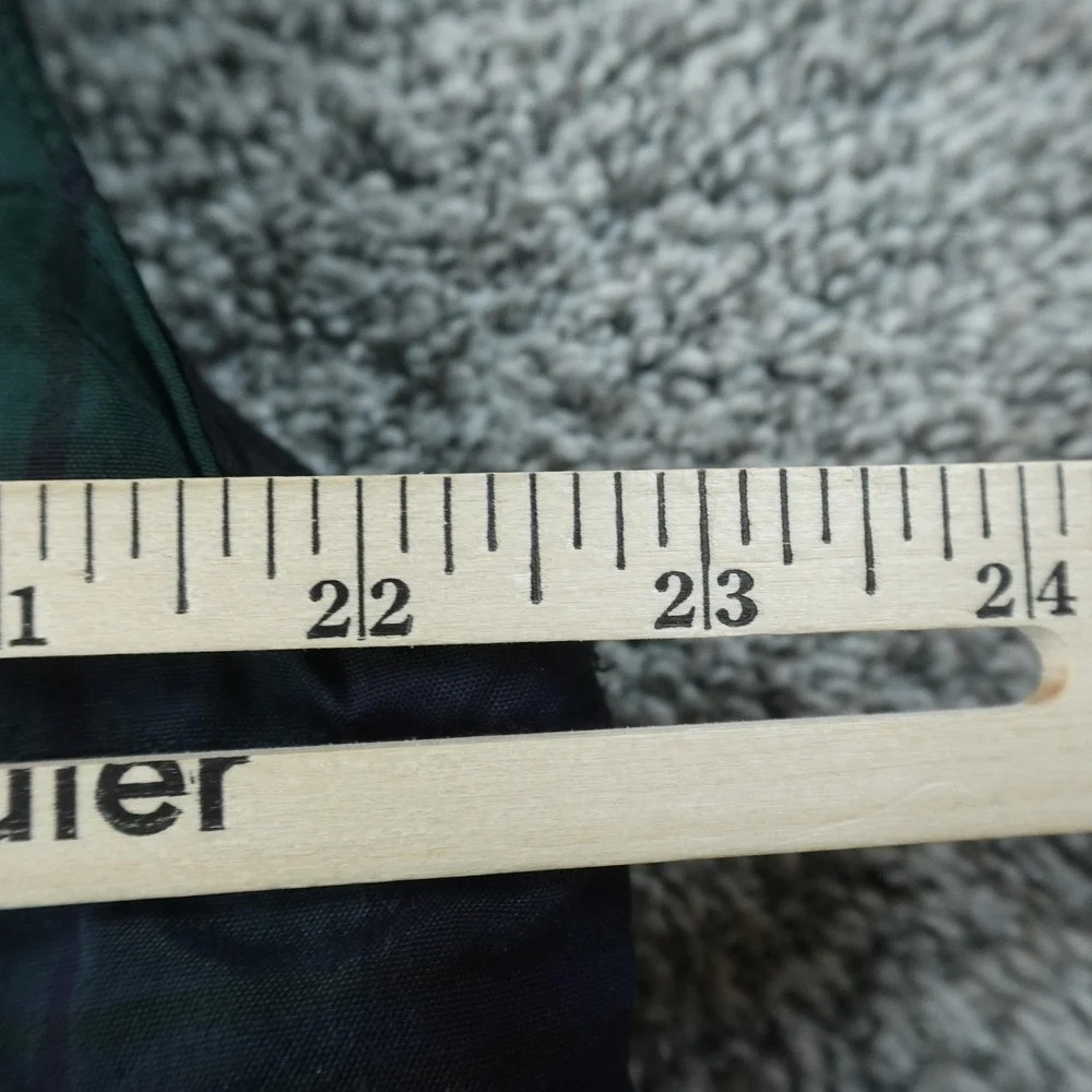 Eddie Bauer Vest Womens L Green Blackwatch Tartan Plaid Down Puffer Full Zip Top